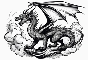 Dragon soaring through clouds tattoo idea