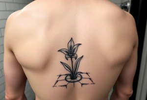 bathroom with lily coming up out of tile floor tattoo idea
