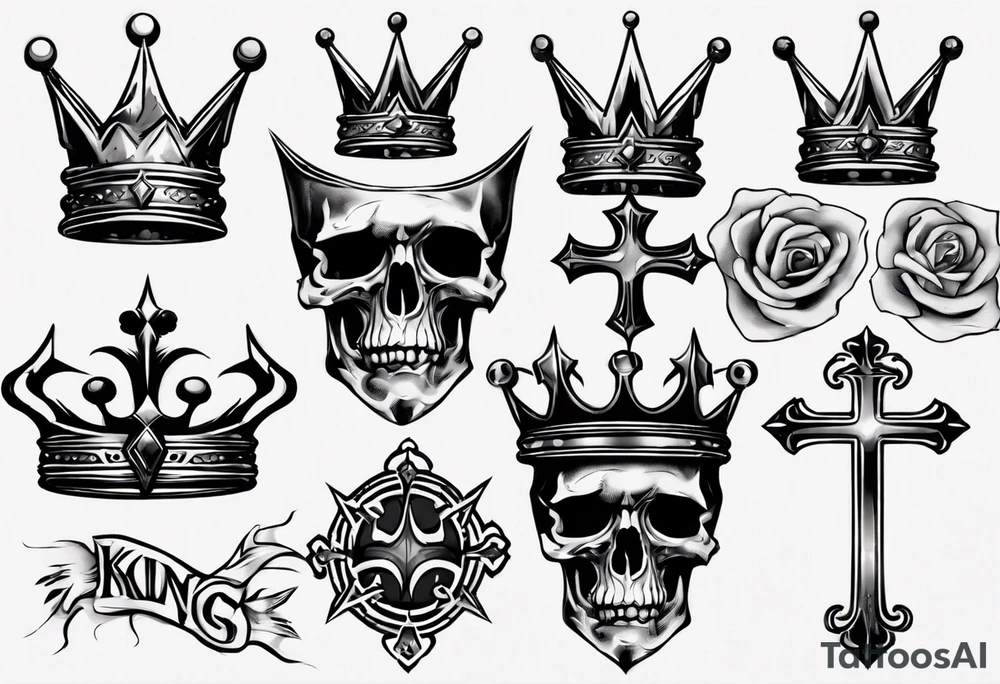 a kings crown and cross tattoo idea