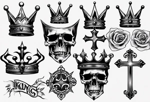 a kings crown and cross tattoo idea