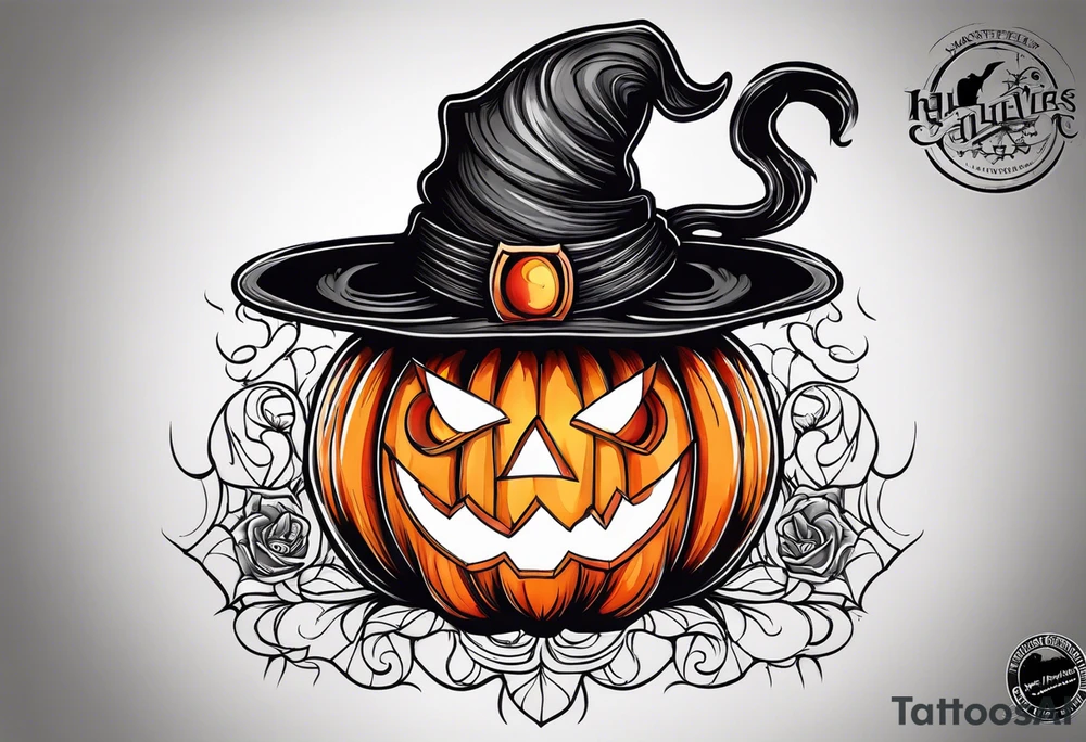 Halloween
Black cat
Witch hat
Pumpkin tattoo idea