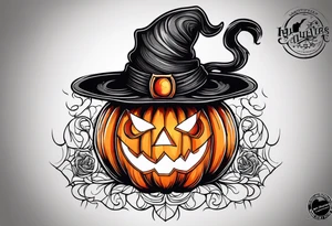 Halloween
Black cat
Witch hat
Pumpkin tattoo idea