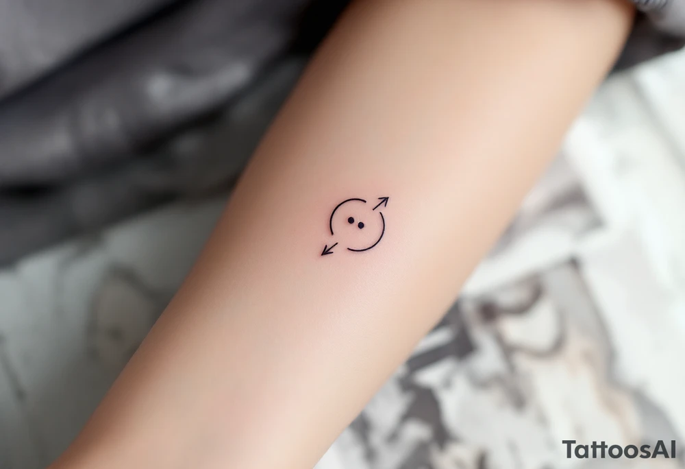 A comma with a dot above it, with an flowing arrow around tattoo idea