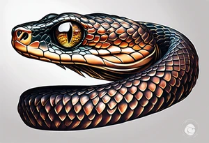 Side view of a Snake eye with copper iris tattoo idea