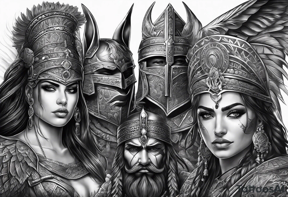 Batalla entre dioses egipcios tattoo idea