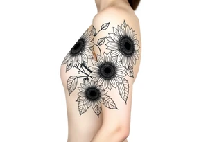Art nouveau style sunflowers growing on a mandala vine tattoo idea