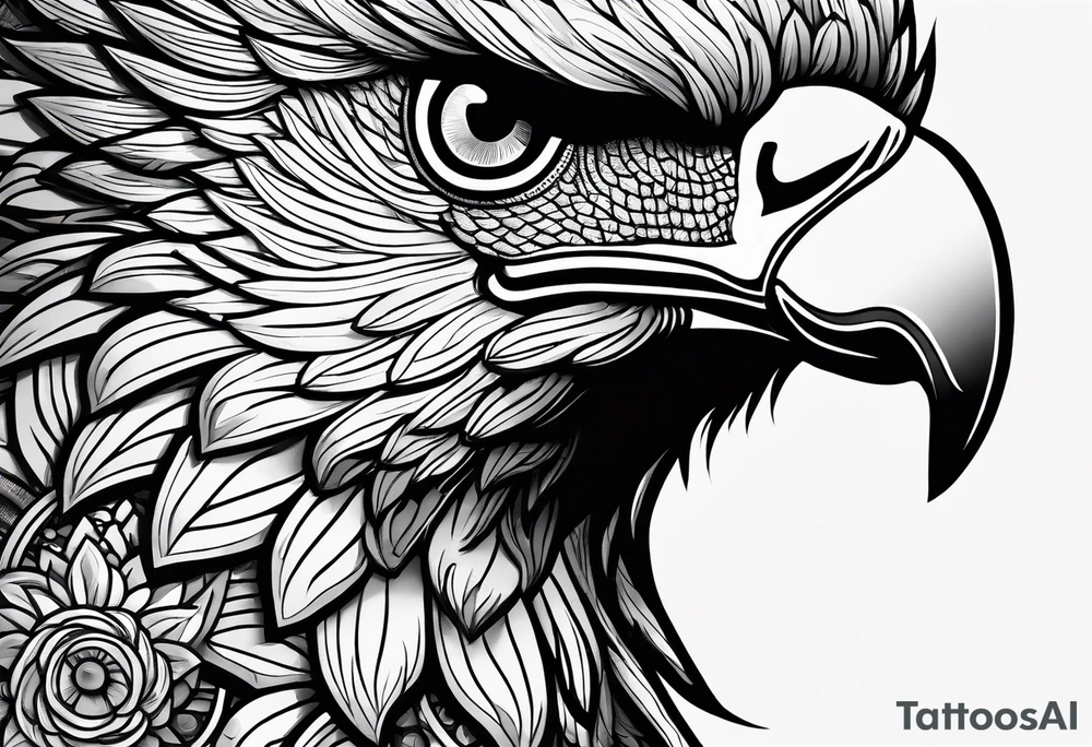 Águia, face de Zeus com raios tattoo idea