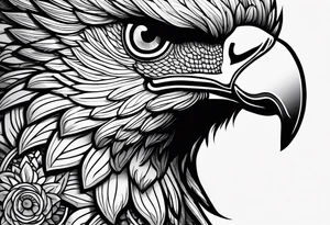 Águia, face de Zeus com raios tattoo idea