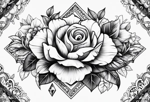 Big diamonds and flowers more diamonds tattoo idea