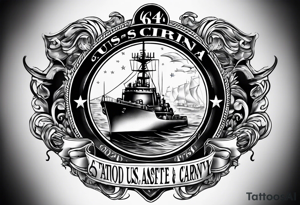 "64" and the words "USS Carney" tattoo idea