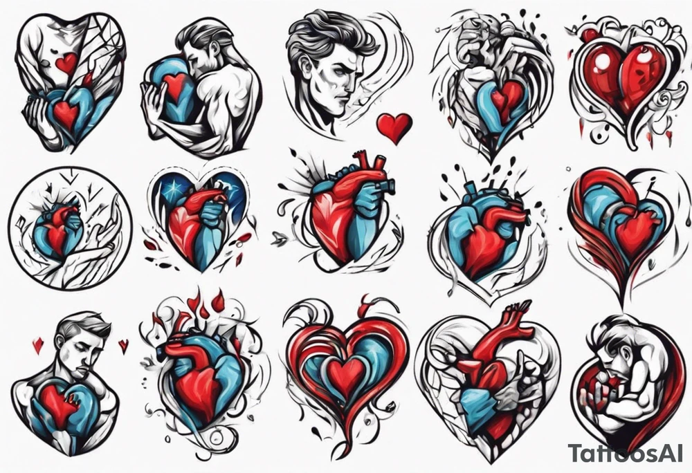 Man holding his heart tattoo idea