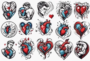Man holding his heart tattoo idea