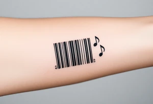 A barcode that transforms into musical notes, representing the harmony of a couple’s love story tattoo idea