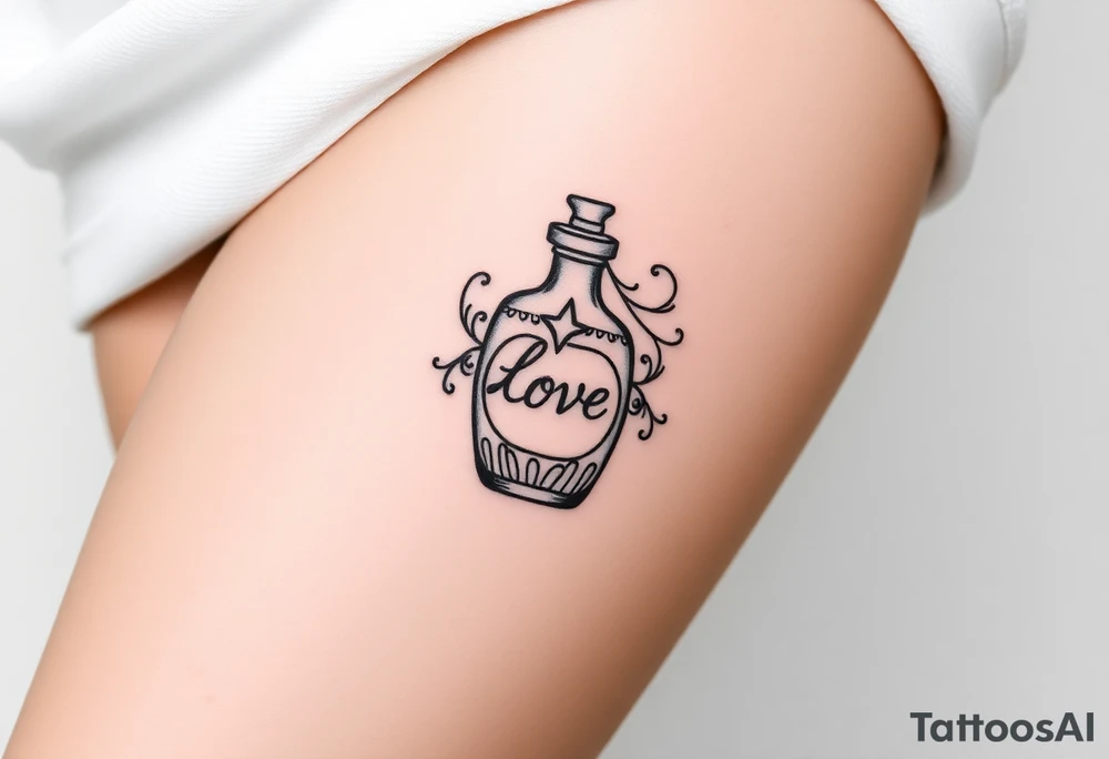 Love potion bottle tattoo idea