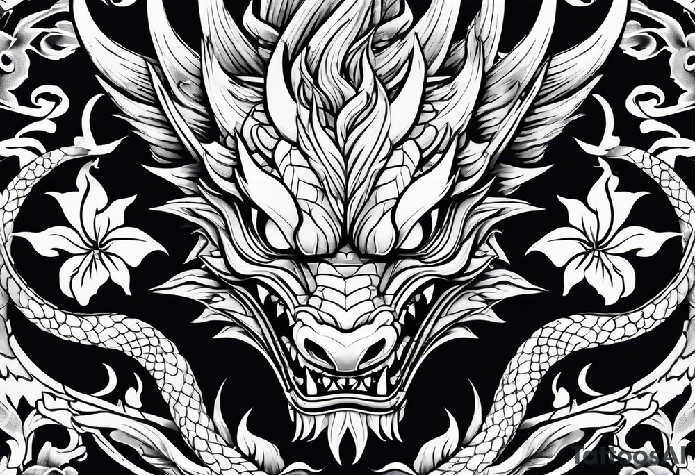 dragon mask fire tattoo idea