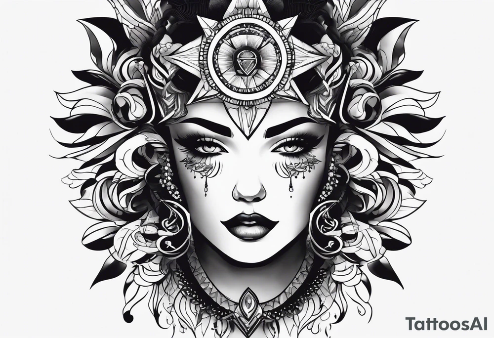 a half-sleeve black and white tattoo idea that incorporates mental health awareness, a passion for EDM music, a first responder past, and keeping a positive mindset. I want everything designed into each other thing tattoo idea