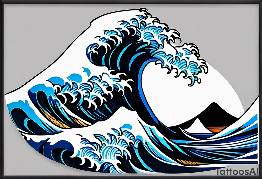 waves black with blue accent struggle perseverance tattoo idea