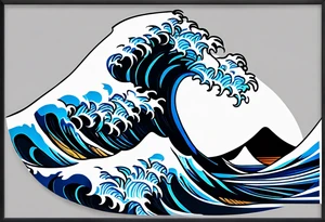 waves black with blue accent struggle perseverance tattoo idea