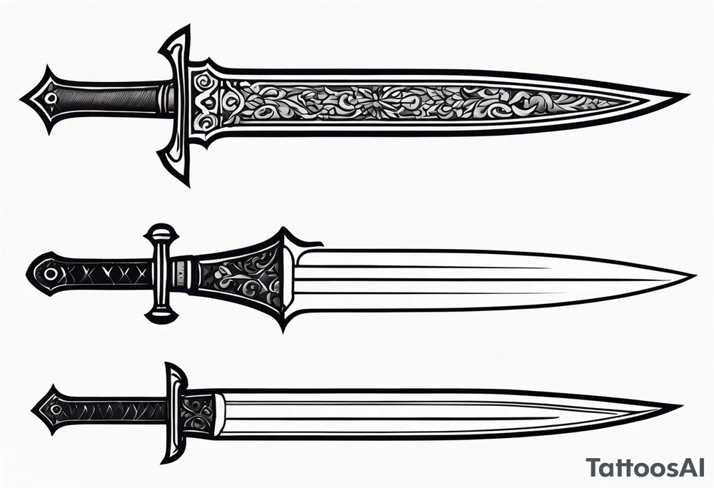 Sword with scale as handle tattoo idea