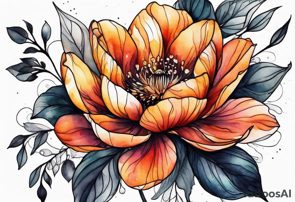 Watercolor Flowers Bloom tattoo idea