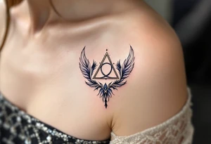 A triquetra surrounded by angelic feathers, symbolizing divine protection and purity. tattoo idea