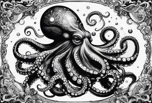 Space man fighting octopus tattoo idea