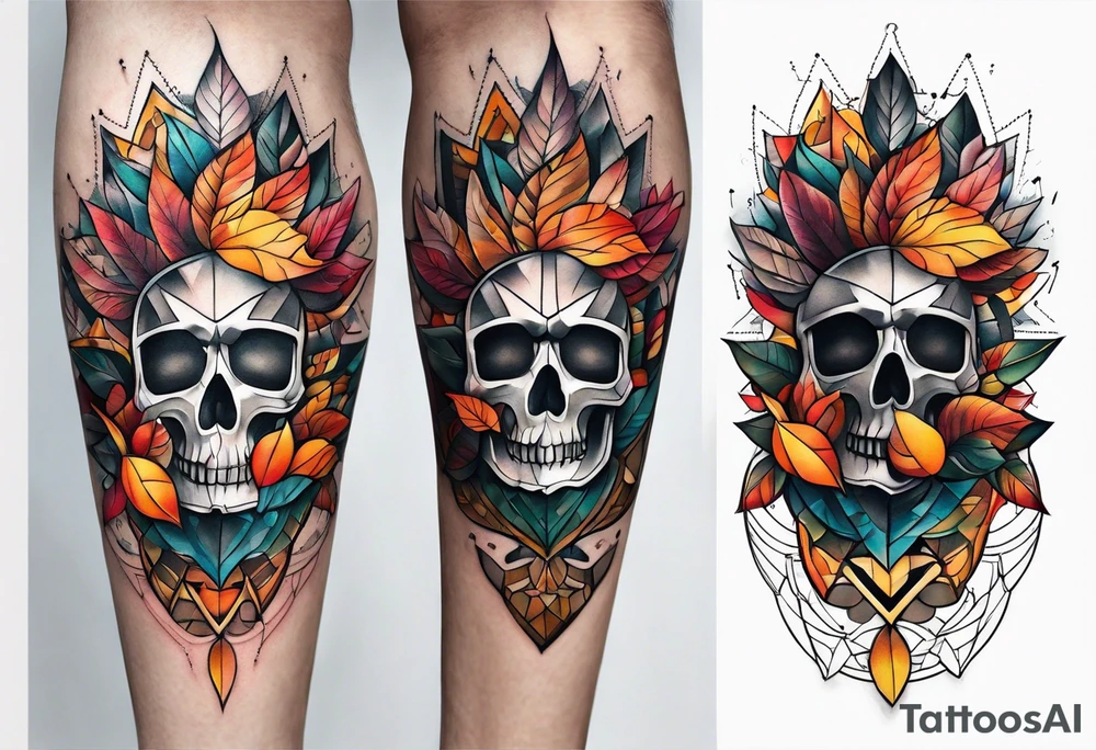 thigh tattoo with fall colors tattoo idea