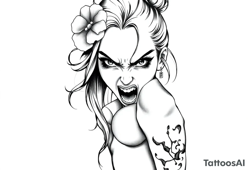 naked girl, angry tattoo idea