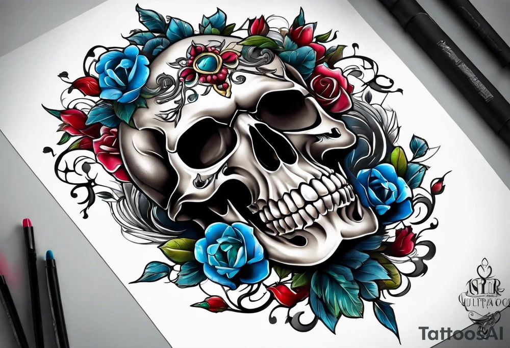 alter made of skulls tattoo idea