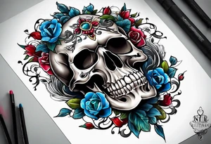 alter made of skulls tattoo idea
