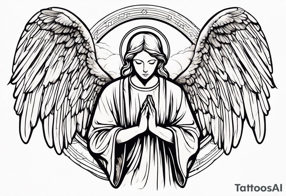 Angel with prayer hands tattoo idea