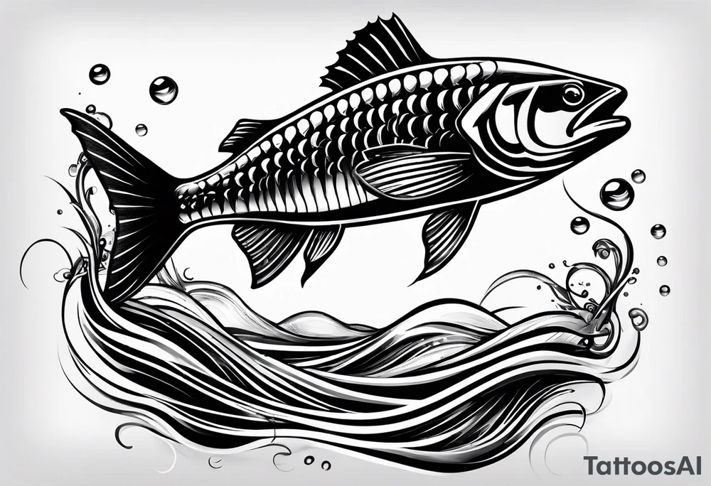 simple fishingrod with the line in water
"do not generate a fish" tattoo idea