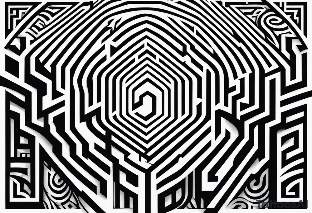 Geometric maze full sleave tattoo idea