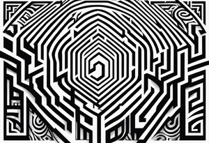 Geometric maze full sleave tattoo idea