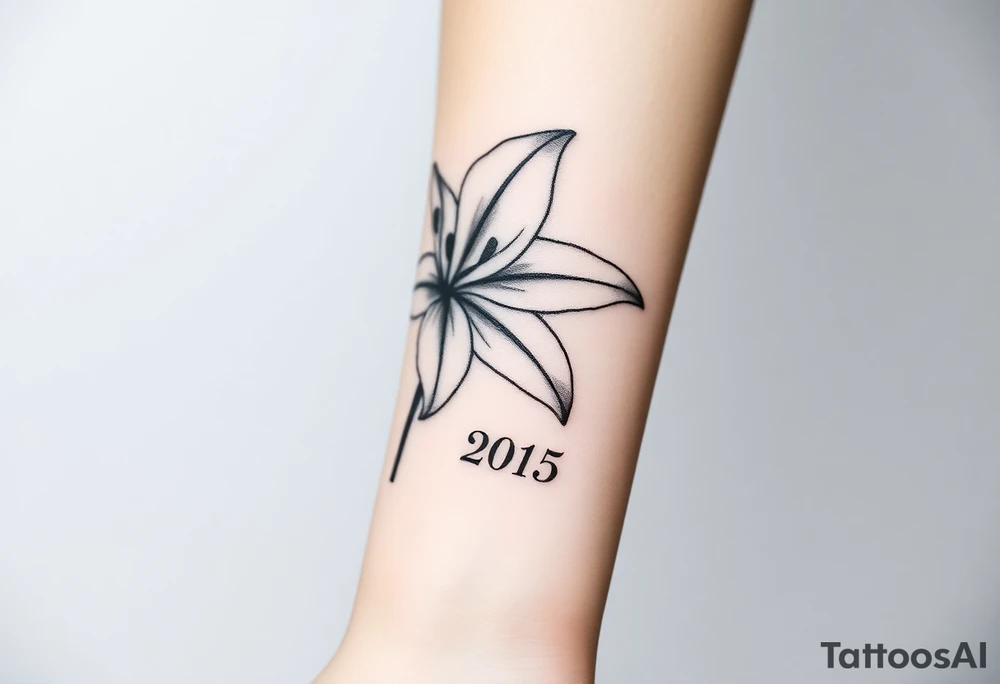 Hybrid flower lily with the date since 2015 tattoo idea