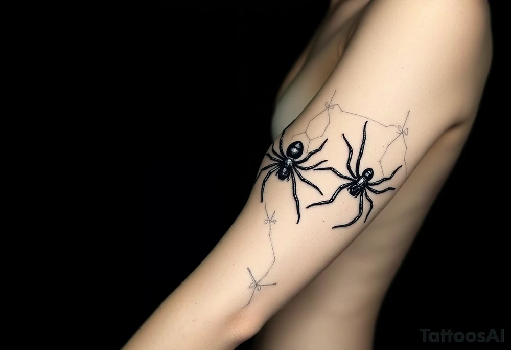 4 Spiders crawling down arm tattoo idea