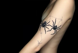 4 Spiders crawling down arm tattoo idea