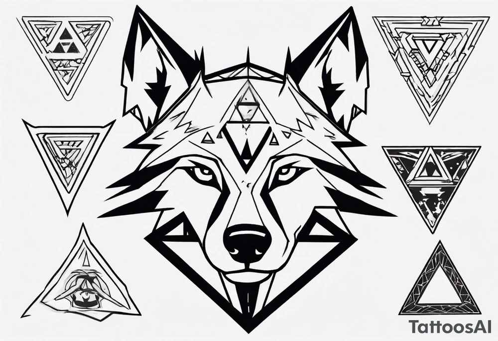 wolf head with triangle in the background tattoo idea