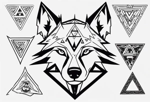 wolf head with triangle in the background tattoo idea