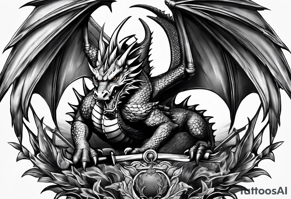 Welsh dragon clutching 3 spears. tattoo idea