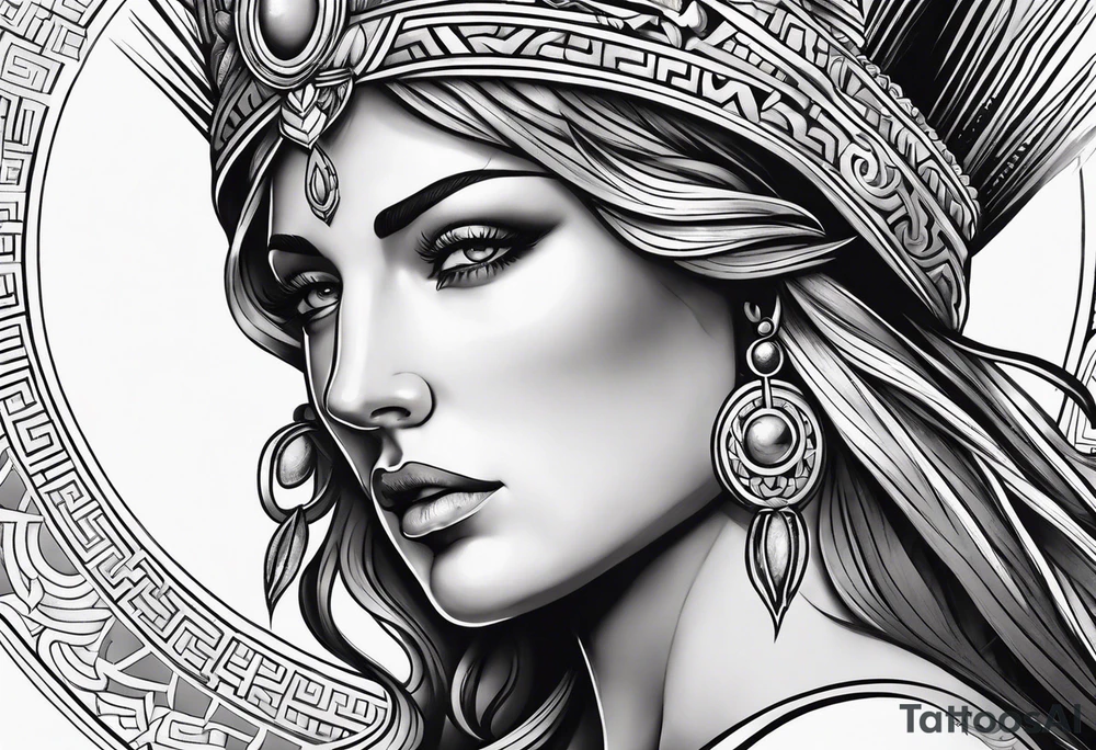 Attractive greek goddess tattoo idea