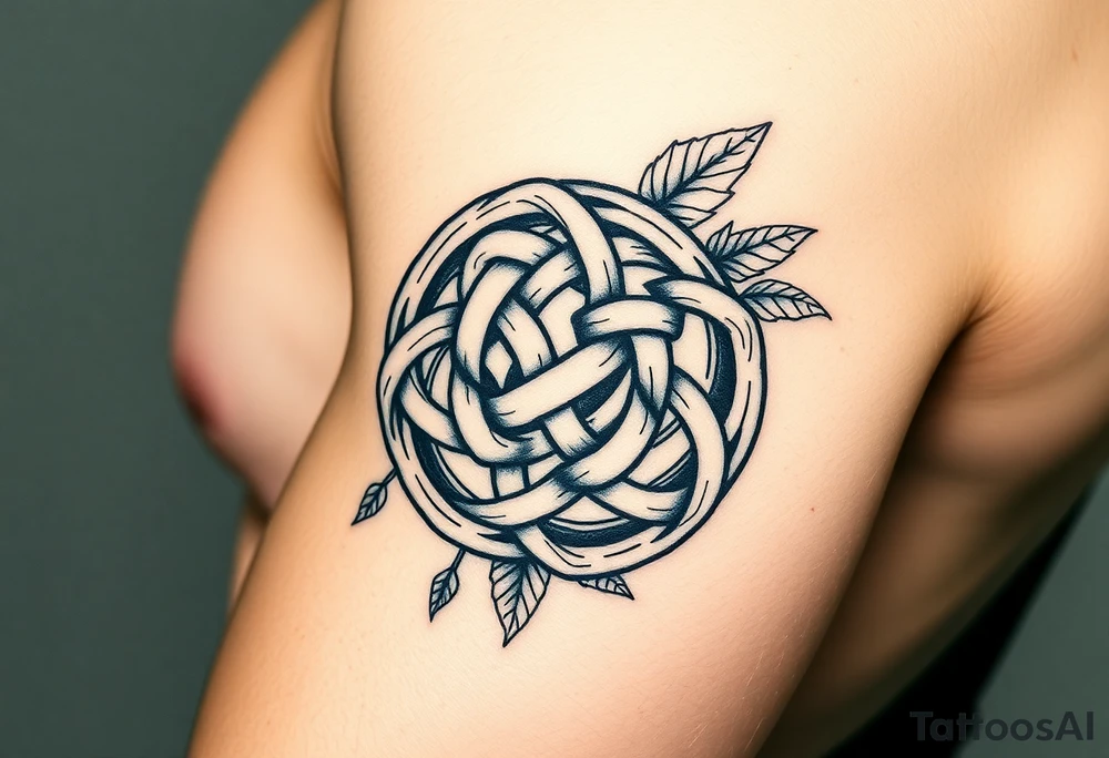 Celtic knot infused with nature tattoo idea