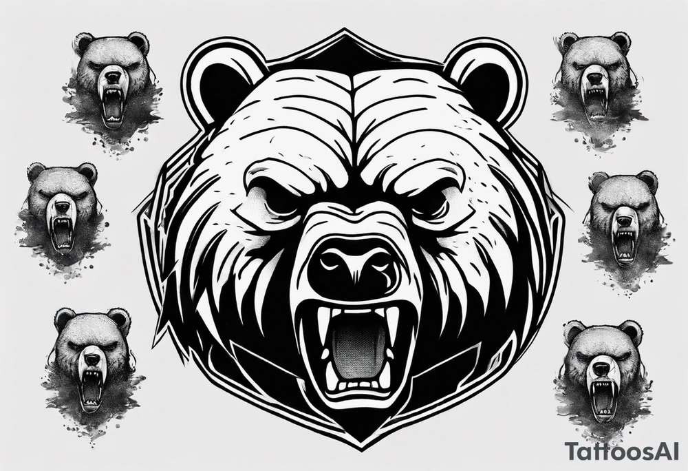 Angry bear coming up behind a city tattoo idea