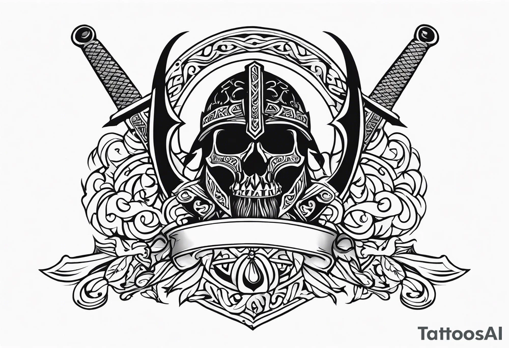 Valhalla sword viking funeral tattoo idea