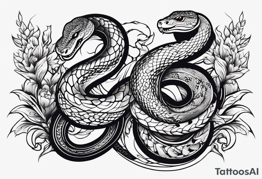 Two snakes fighting tattoo idea