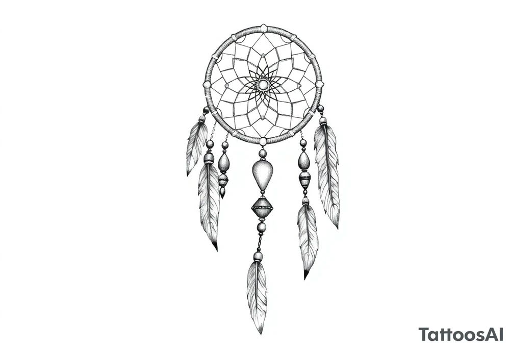 native dreamcatcher with flowing feathers and sacred beads tattoo idea native dreamcatcher with flowing feathers and sacred beads tattoo idea