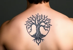 yggadrisl tree of life with circle tattoo idea