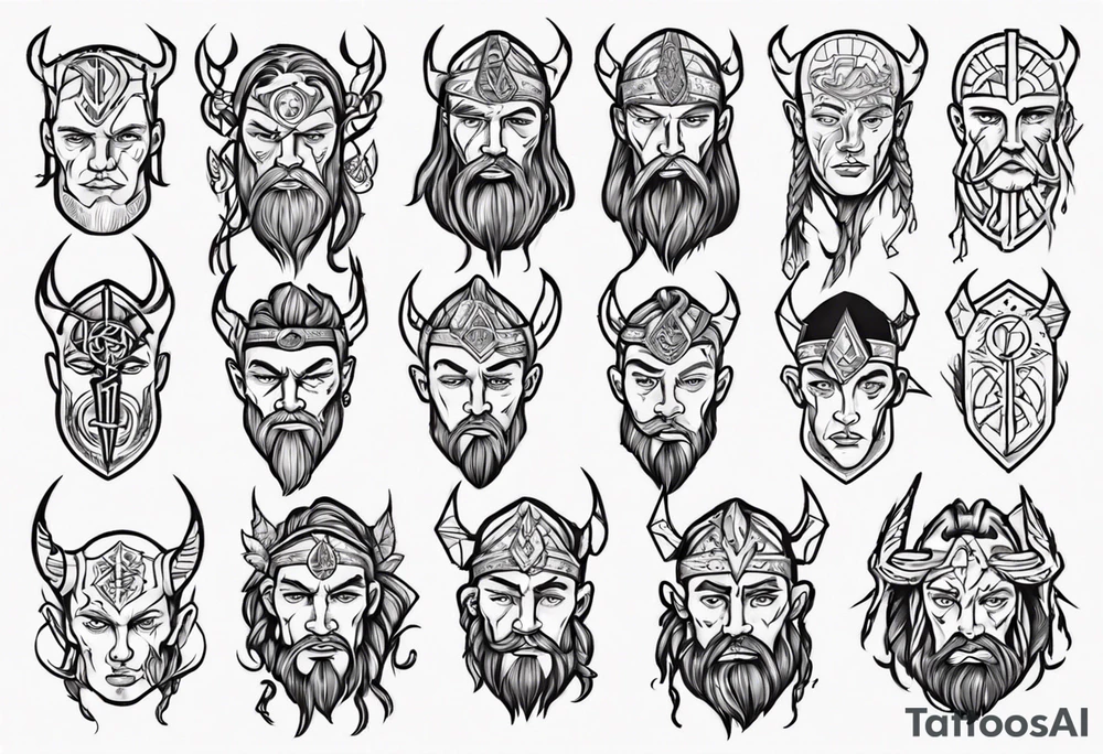 nordic face with rune tattoo idea