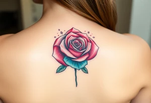 a rose with 3 colors, ruby as the base, aquamarine as the next layer and tourmaline as the middle tattoo idea