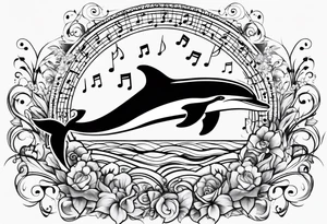 dolphin and music notes tattoo idea